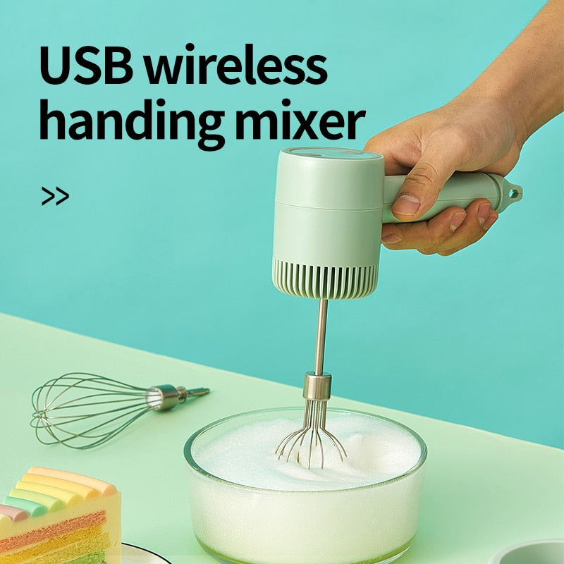 New Wireless Portable Electric Food Mixer Hand Blender 3 Speeds High Power Dough Blender Egg Beater Hand Mixer