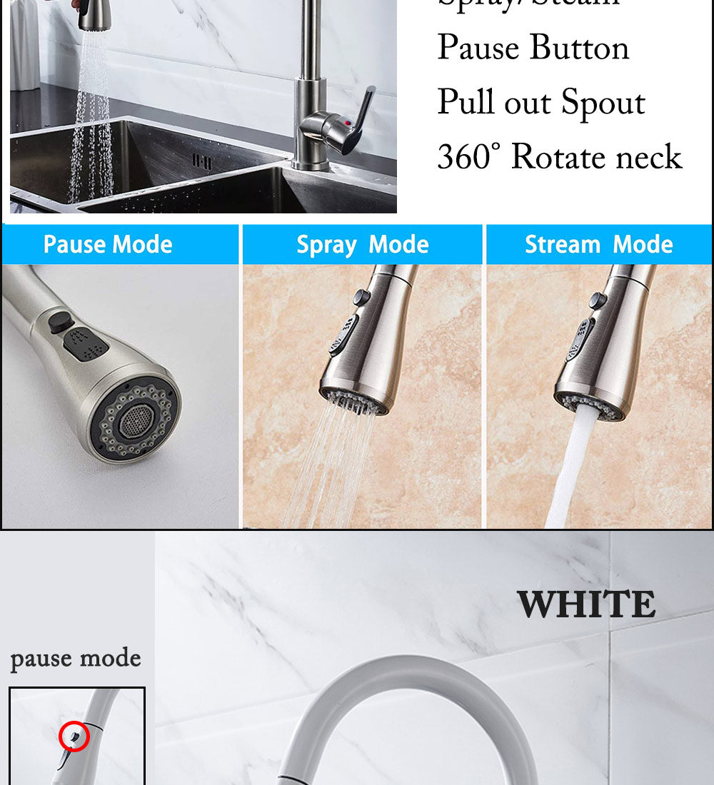 Kitchen Faucet Black Kitchen Tap  Pull Out  Kitchen Sink Mixer Tap Brushed Nickle Stream Sprayer Head Chrome Kitchen Water Tap - Arfolk