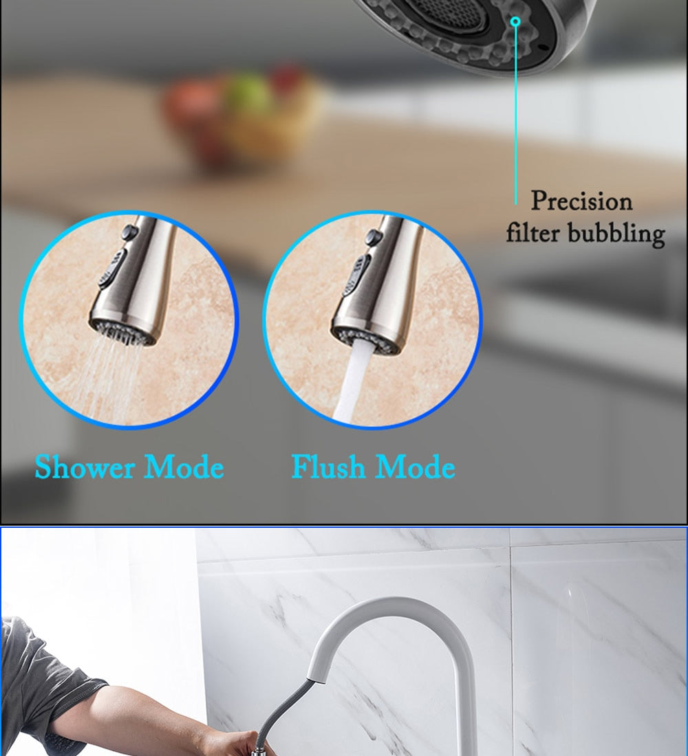 Kitchen Faucet Black Kitchen Tap  Pull Out  Kitchen Sink Mixer Tap Brushed Nickle Stream Sprayer Head Chrome Kitchen Water Tap - Arfolk