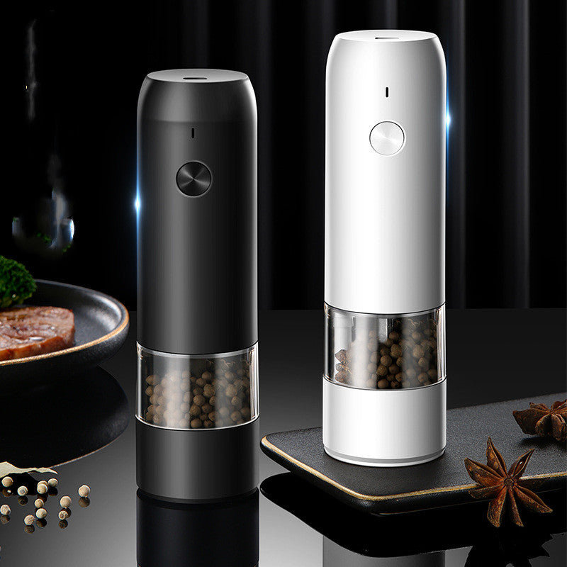 Rechargeable Electric Pepper And Salt Grinder Set One-Handed No Battery Needed Automatic Grinder With Adjustable Coarseness LED Light Refillable - Arfolk