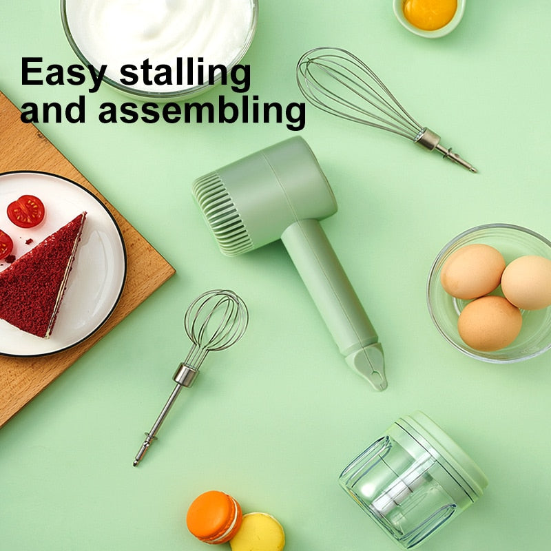 New Wireless Portable Electric Food Mixer Hand Blender 3 Speeds High Power Dough Blender Egg Beater Hand Mixer