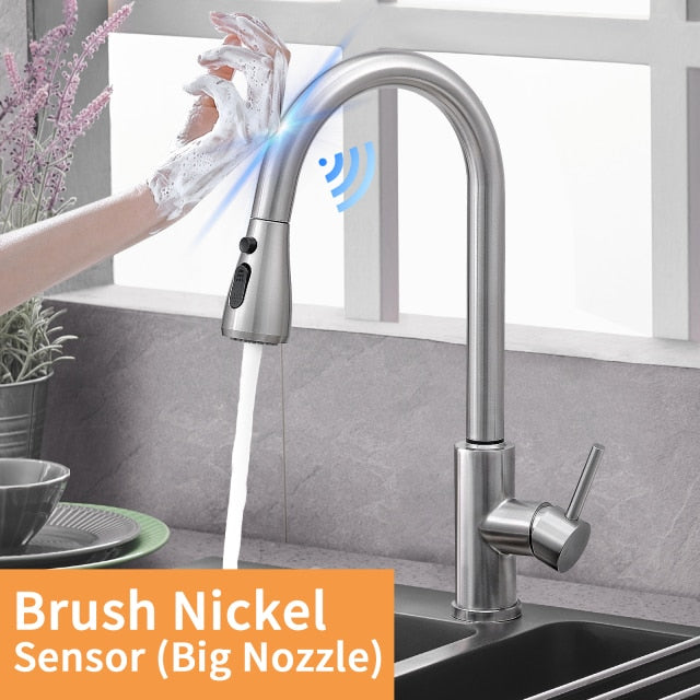 Pull Out Black Sensor Kitchen Faucets